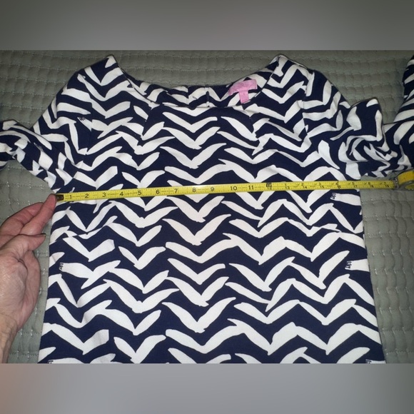 Lilly Pulitzer Navy & White I Got Lucky Bird Charlene Chevron Shift Dress S - Picture 5 of 15